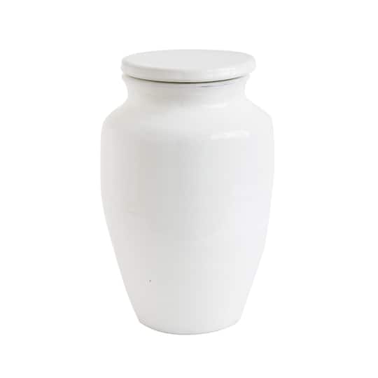 12&#x27;&#x27; White Terracotta Round Cachepot